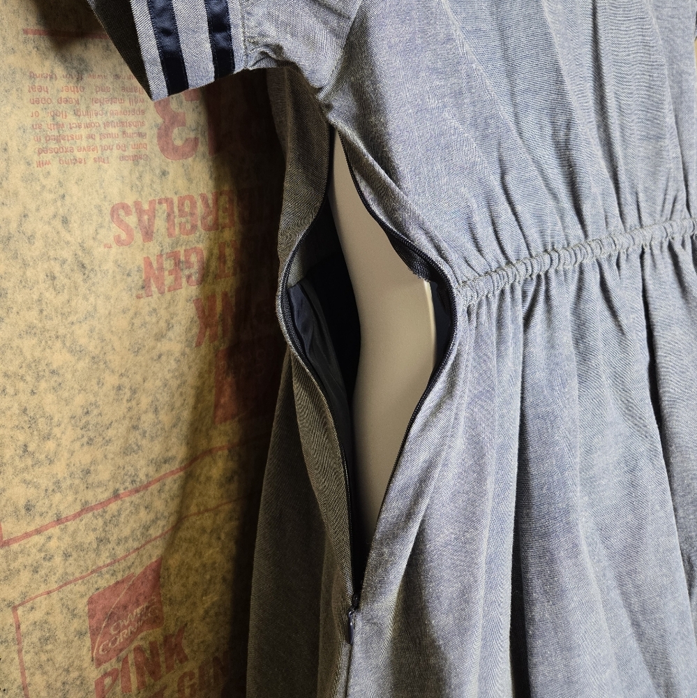 ANK ROUGE Jfashion gray blue sailor style kawaii short sleeve dress M - Picture 5 of 12